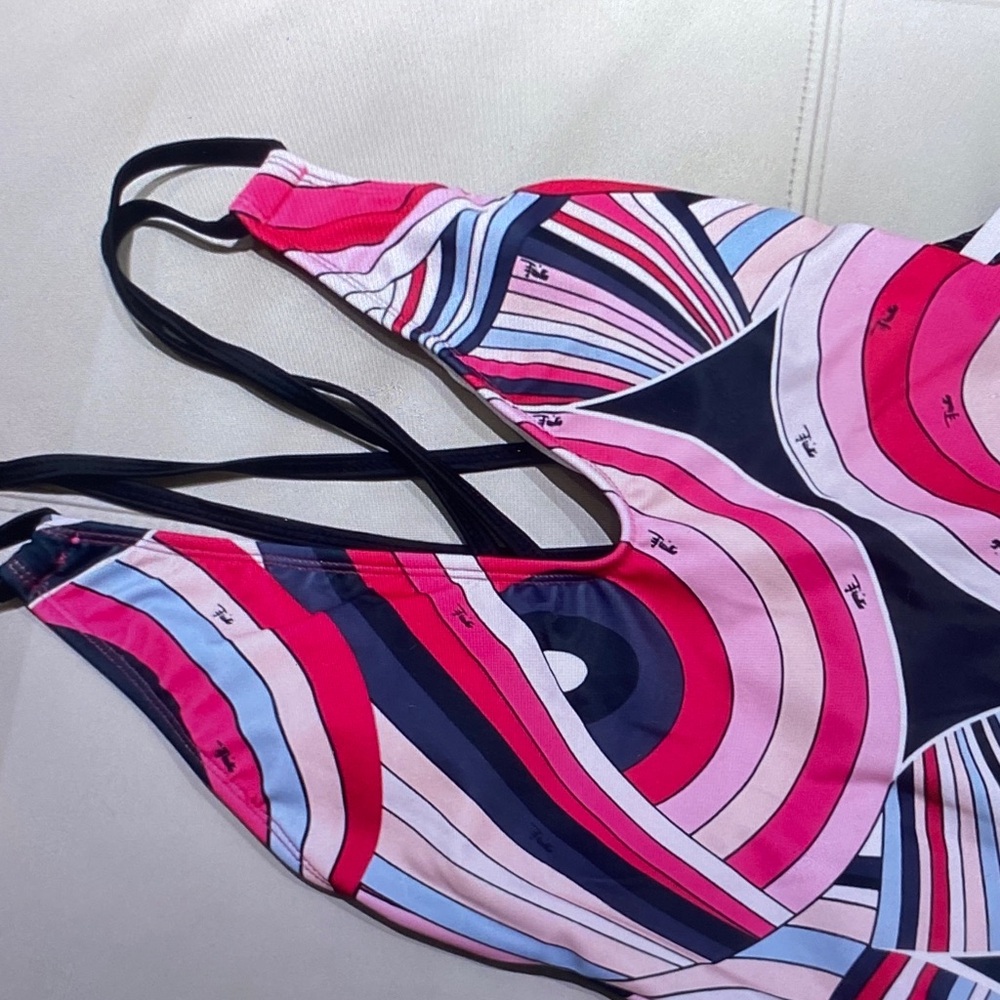 Emilio Pucci Pink Black Multicolor Graphic Print Bodysuit - Picture 8 of 10